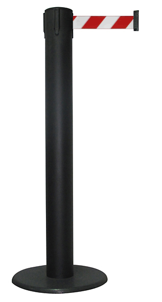 Poteau de guidage à sangle en métal noir avec ceinture rétractable allant jusqu'à 9m